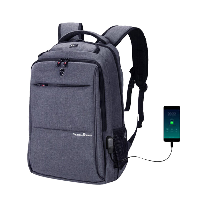 VICTORIATOURIST V906 USB Business Travel Backpack Dual Shoulder 15.6-inch Laptop Bag with USB Port, Upgraded Version - Grey VICTORIATOURIST V906 USB Business Travel Backpack Dual Shoulder 15.6-inch Laptop Bag with USB Port, Upgraded Version - Grey
